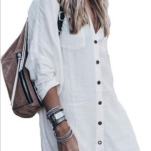 Women Loose Long Sleeve Swimsuit Cover Ups